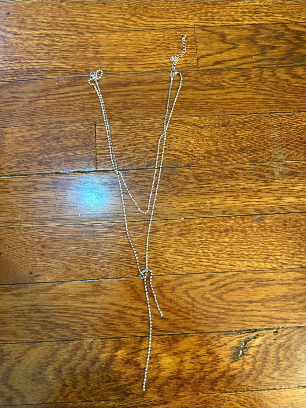 Delicate Silver Lariat Necklace with Adjustable Drop